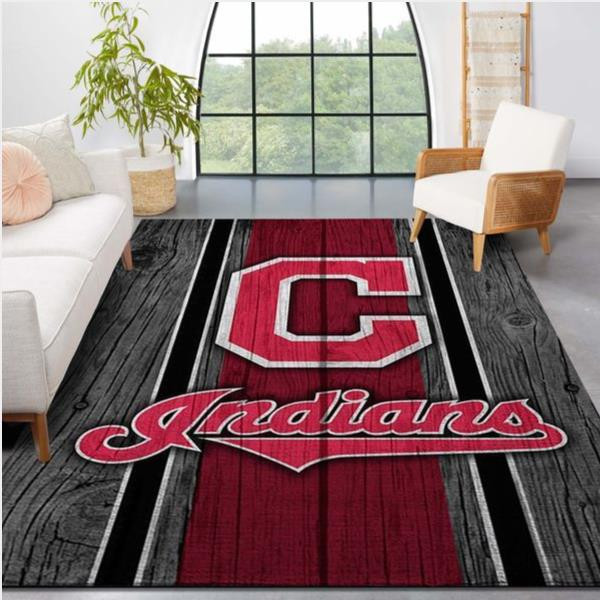 Cleveland Indians MLB Team Logo Wooden Style Style Nice Gift Home Decor Rectangle Area Rug.jpg