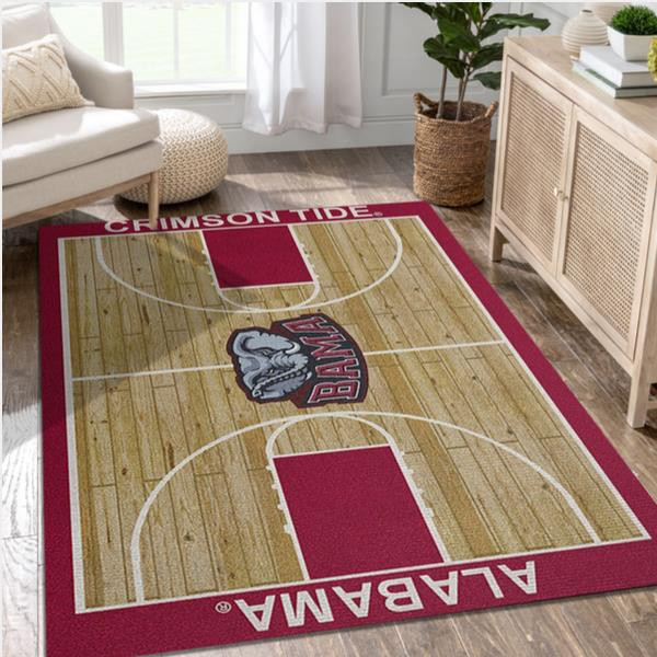College Home Court Alabama Basketball Team Logo Area Rug Bedroom Rug Home Decor Floor Decor.jpg
