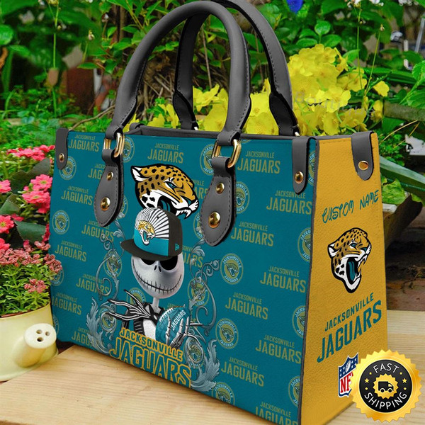 Jacksonville Jaguars NFL Jack Skellington Women Leather Bag.jpg