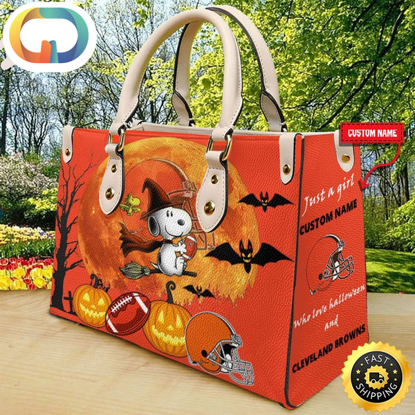 Cleveland Browns NFL Snoopy Halloween Women Leather Hand Bag.jpg