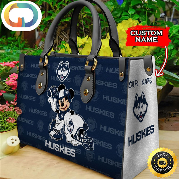 Custom Name Ncaa Connecticut Huskies Mickey Leather Bag.jpg