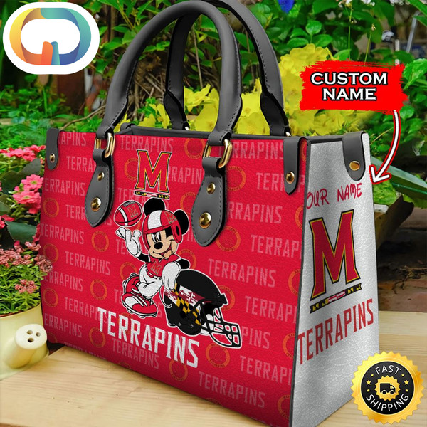 Custom Name Ncaa Maryland Terrapins Mickey Leather Bag.jpg
