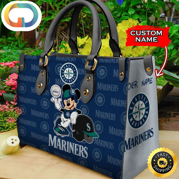 Custom Name USA - MLB Seattle Mariners Mickey Leather Bag.jpg