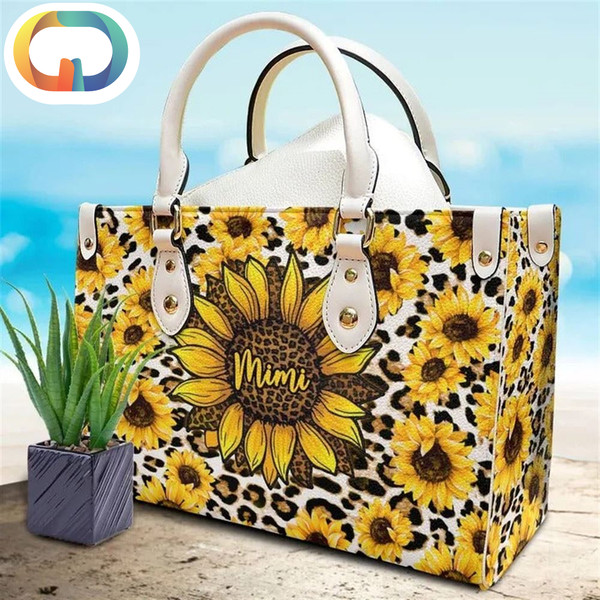 Leopard Sunflower Personalized Leather Bag.jpg