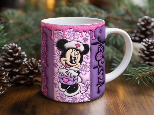 Doctor Minnie Mouse Mug Wrap, Pink Healthcare Worker Digital Design, Instant Download, Gift for Doctor, Cup Decoration Graphic PNG.jpg