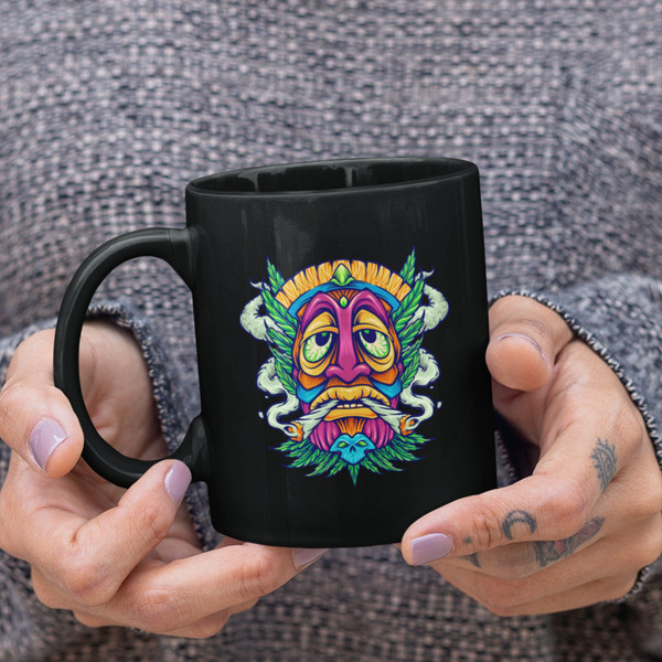 Tiki Mask Mug - Tiki Mug, Stoner Gift, Funny Cannabis Gifts, Weed Lover Mug, 420 Mugs, Funny Marijuana Gift.jpg