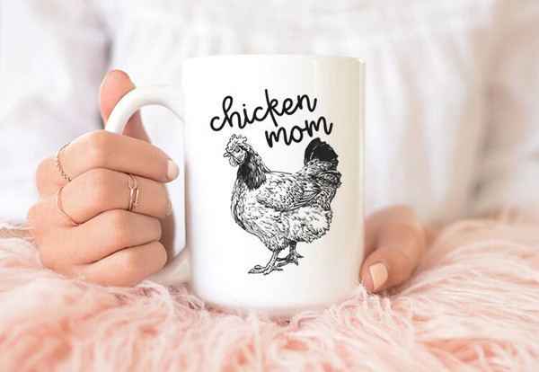 Chicken Mom Mug, Chicken Hen 11 oz Coffee Mugs, Black and White Farm Animal 15 oz Coffee Mug, Chicken Mom Gifts Cup Mug, Glass.jpg
