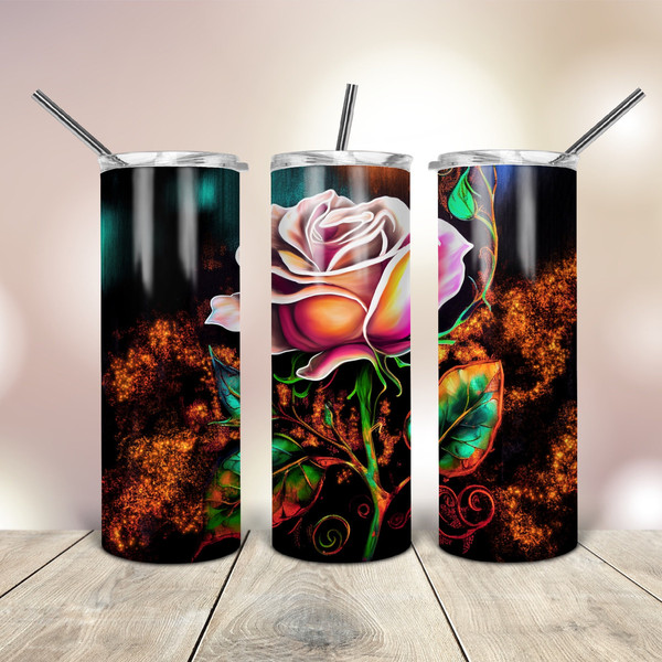 20 Oz skinny Tumbler Rose and Glitter wrap tapered straight template digital download sublimation graphics  instant download  sublimation.jpg
