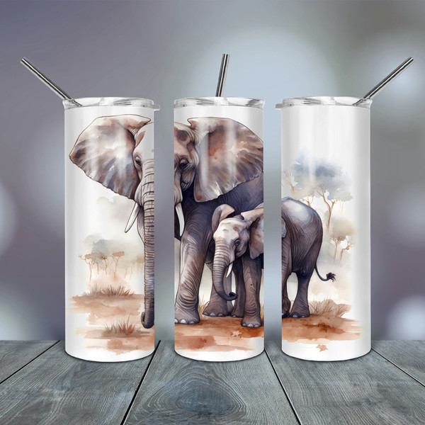 Tumbler Wrap Mother Elephant Watercolor Png 20 Oz skinny tapered straight template digital download sublimation graphics  instant download.jpg
