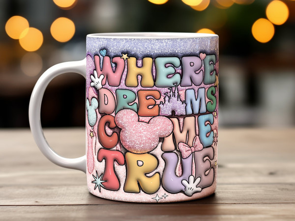Whimsical Cartoon movies Inspired Mug Wrap Design, Colorful Dreams Come True PNG, Instant Download Digital File for Sublimation.jpg