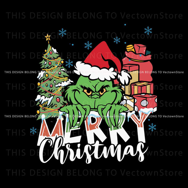 Merry Christmas Grinchy Santa Hat SVG Graphic Design File.jpg