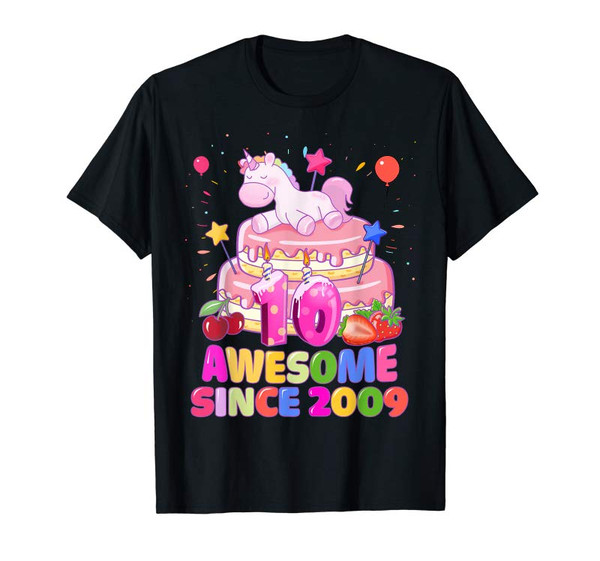 Buy Awesome Since 2009 10th Unicorn Birthday Shirt - Tees.Design.png