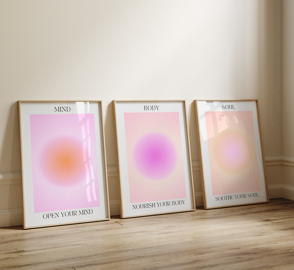 Positive Spiritual Aura Posters 3 Piece Wall Art, Gradient Set of 3 Prints, Y2K Aesthetic Room Decor Zen Wall Art, Digital Download.jpg