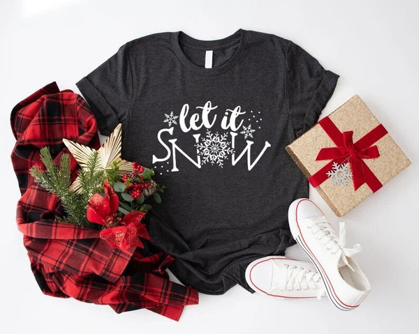 Let It Snow Shirt, Snowflake T-Shirt, Winter Vibes Tops, Holiday Party Shirt, Winter Lover Gift, Christmas Clothing, Snowflake Winter Tees.jpg