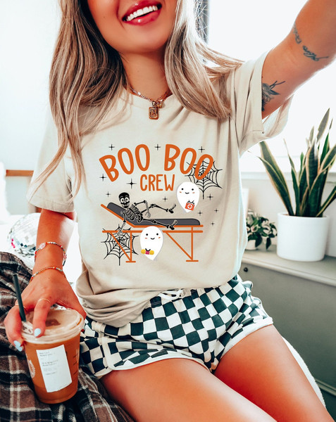 Boo Boo Crew Shirt, Skeleton Shirt, Ghost T-shirt, Spooky Tee, Halloween Tee, Gift For Nurses, Boo Shirt, Fall Tee, Scary Vibes Outfit.jpg