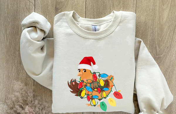 Christmas Chickens Sweatshirt, Funny Chickens Sweater, Funny Animal Shirt, Cute Farmer Shirt, Christmas Country Shirt, Farm Gift for Women.jpg