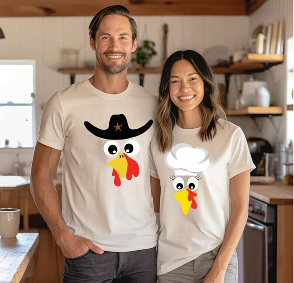 Thanksgiving Family Matching Shirt, Turkey Chef, Turkey Cherif, Turkey Face Shirt, Funny Thanksgiving Shirt, Thanksgiving Couple.jpg