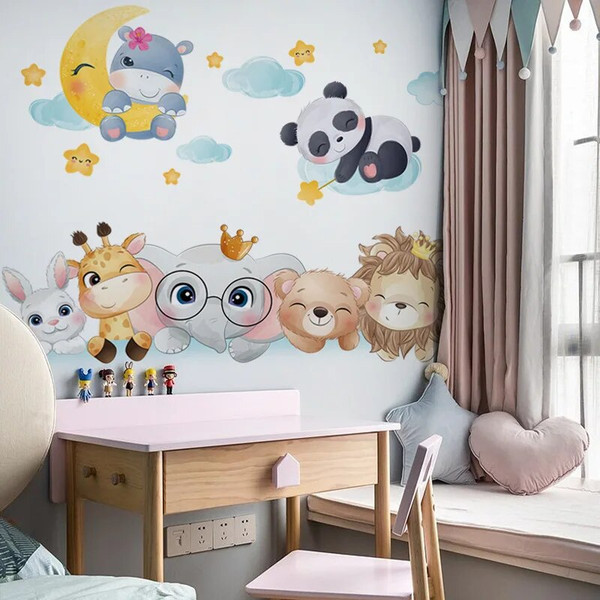 SQrFNordic-Cartoon-Animals-Wall-Stickers-for-Children-Kids-Rooms-Girls-Boys-Baby-Room-Decoration-Wallpaper-Elephant.jpg