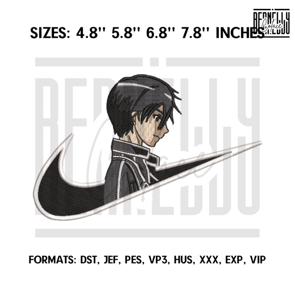 Kirito Embroidery Design File, Sword art online Anime Embroidery, Machine embroidery, Anime Design Pes Brother.png