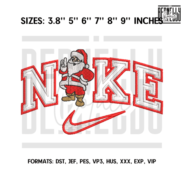 Nike Santa Claus Embroidery Design File, New Year Embroidery Design, Machine embroidery, Merry Christmas Design Pes.png