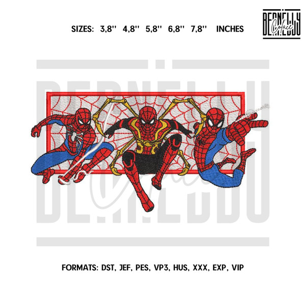 Three Spiderman Embroidery design file pes.  Anime embroidery design. Machine embroidery pattern, Trendy embroidery.png