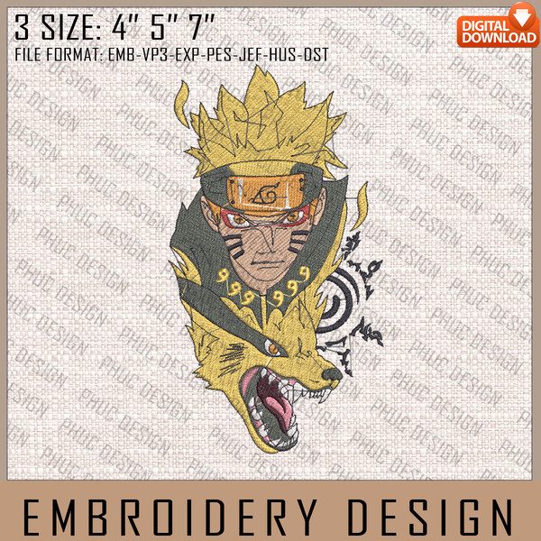 Naruto And Kuruma Embroidery Files, Naruto, Anime Inspired Embroidery Design, Machine Embroidery Design.jpg