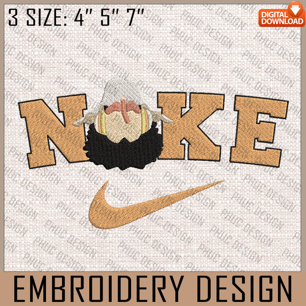 Usopp Nike Embroidery Files, Nike Embroidery, One Piece, Anime Inspired Embroidery Design, Machine Embroidery Design.jpg