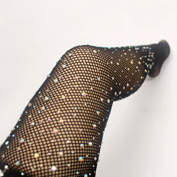 Black Rhinestone Fishnet Crystal Glitter Tights  Fish net tights outfit,  Eve outfit, Tights outfit
