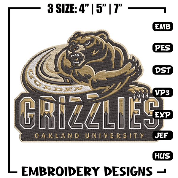 Oakland University logo embroidery design, NCAA embroidery,Sport embroidery,logo sport embroidery,Embroidery design..jpg