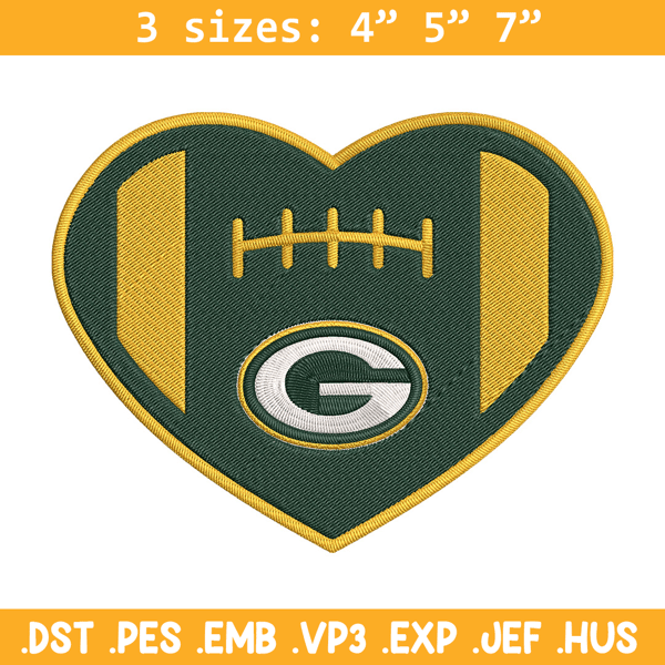 Green Bay Packers Heart embroidery design, Packers embroidery, NFL embroidery, logo sport embroidery, embroidery design.jpg