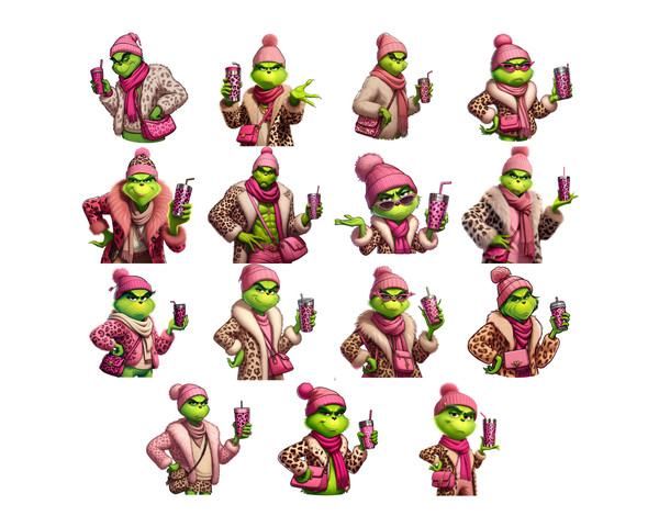 Pink grinch png, Boujee Grinch png, cute grinchmas png, Christmas png sublimation design, Green guy png, Instant Download.jpg