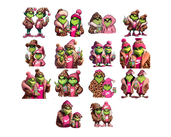 Pink two Grinch Boys png, Boujee Grinch png, cute grinchmas png, Christmas png sublimation design, Green guy png, Instant Download.jpg