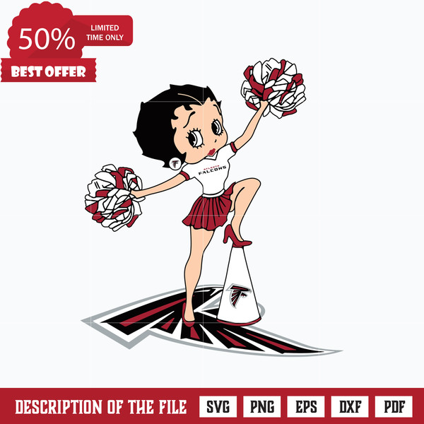 Atlanta Falcons Betty Boop Cheerleader Nfl Svg, Atlanta Falcons Svg, Sport Svg, Nfl Svg, Png, Dxf, Eps Digital File..png
