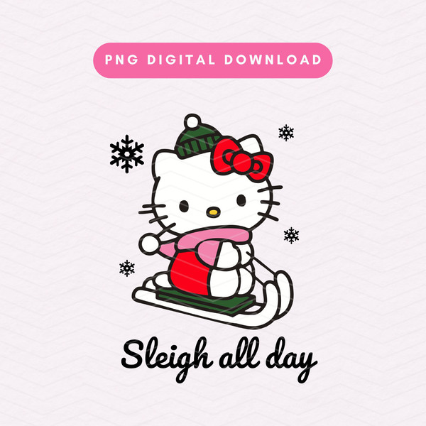 Sleigh All Day PNG, Christmas Kawaii Kitty PNG, Cute Christmas Sublimation Graphic, Happy Holidays Sweater PNG.jpg