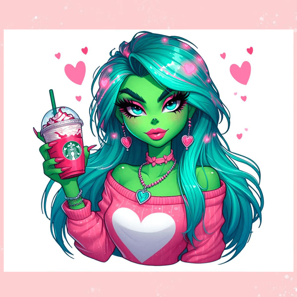 Boojee Grinch Girl Valentines Coffee PNG.jpg