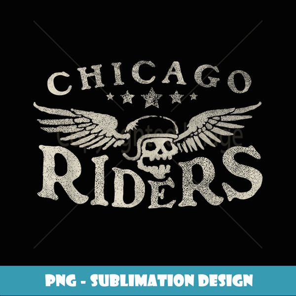 Chicago Riders Motorcycle Skull Wings - Aesthetic Sublimation Digital File