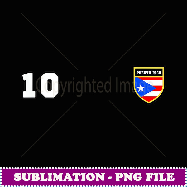 Puerto Rico Number 10 Soccer Flag Football Ricans # Ten - Instant PNG Sublimation Download