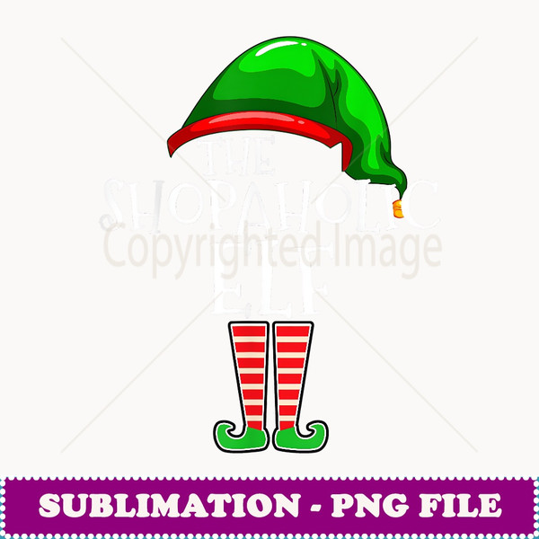 Shopaholic Elf Family Matching Group Christmas Gift Shopping - PNG Sublimation Digital Download