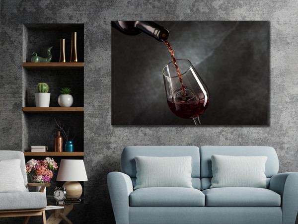Red Wine Glass Print Art, Pouring Wine Into a Glass Canvas Print, Magnificent Wine Poster, Kitchen Wall Decor, Modern Wall Art,  Home  Gift.jpg