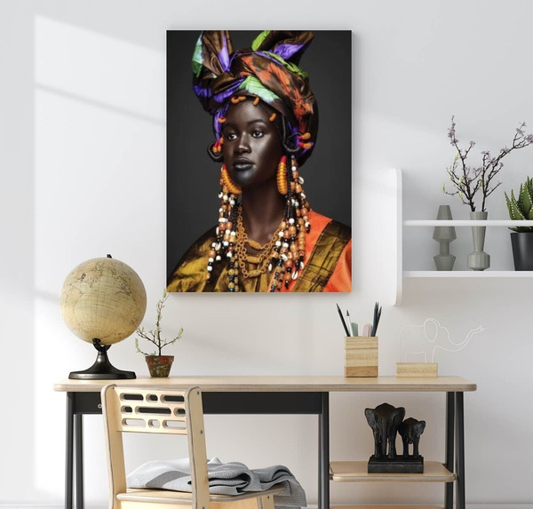 African Woman Wall Art, African Woman Canvas Print, African American Home Decor, African Wall Decor, Black Woman Make Up, Home Decor Art.jpg
