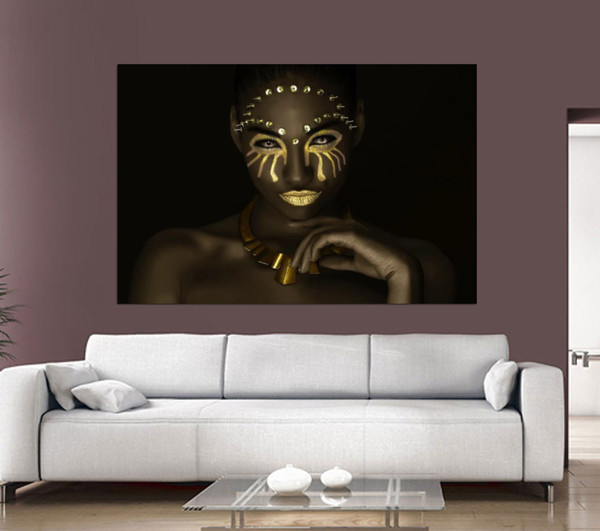 Black And Gold Wall Decor African Woman Canvas Female Model Canvas African Wall Art Black Woman Print African Home Decor Bodypainting Canvas.jpg