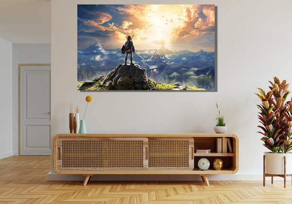 The Legend of Zelda Ready To Hang Canvas,Breath of the Wild Wall Art,Fine Art Photography,Gamer Fan Gift,Wind Legend Kids Game Poster Print 1.jpg