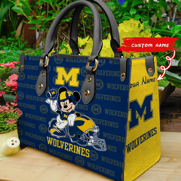 NCAA Michigan Wolverines Mickey Women Leather Hand Bag M1 1305DS005.jpg