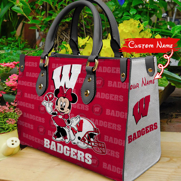 NCAA Wisconsin Badgers Minnie Women Leather Hand Bag M1 1305DS005.jpg