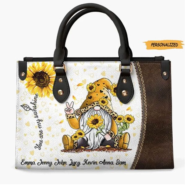 Personalized Leather Bag, Gift For Grandma, You Are My Sunshine Grandma Sunflower, Custom Grandkids Leather Bag, Best Grandma Ever 1.jpg