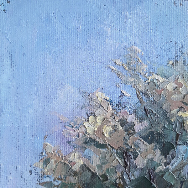 The brush strokes and clear texture of paint in layers are visible to the naked eye. Fragment of a close-up Original art.