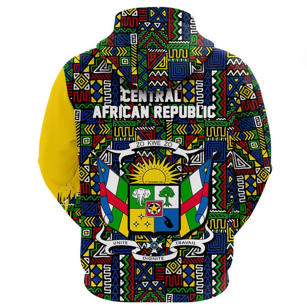Central African Republic Kenter Pattern Hoodie, African Hoodie For Men Women