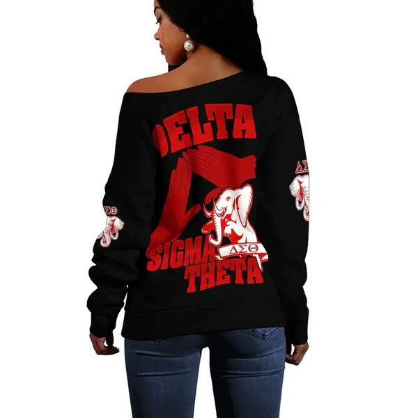 Delta Sigma Theta Letters Women Off Shoulder Sweatshirt, African Women Off Shoulder For Women