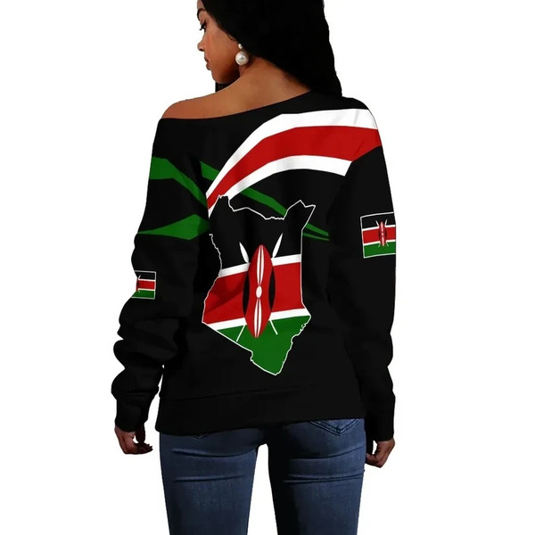 Kenya Map Flag Off Shoulder - Aim Style, African Women Off Shoulder For Women