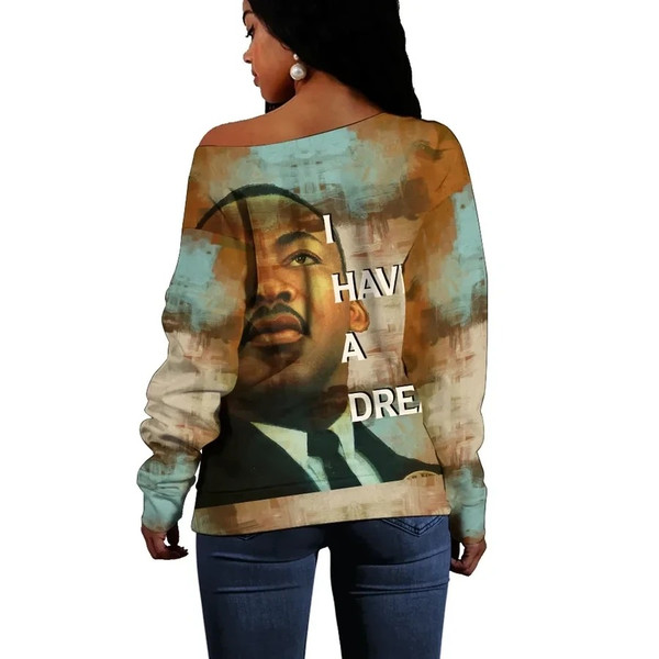 Martin Luther King Jr. Quote Paint Mix Women Off Shoulder, African Women Off Shoulder For Women